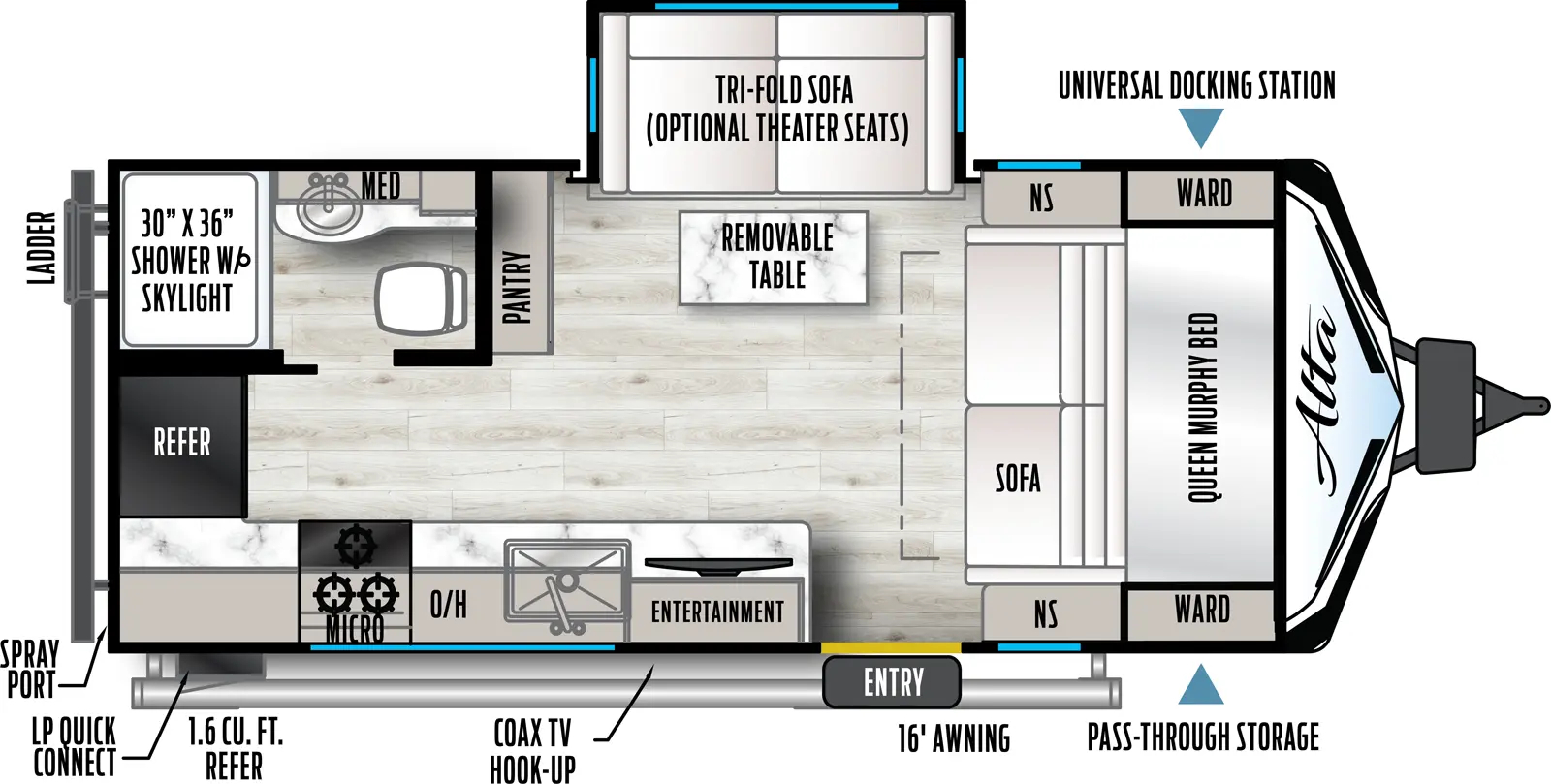 2025 EAST TO WEST RV ALTA 1900MMK, , floor-plans-day image number 0